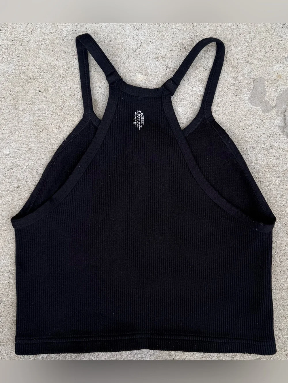 FP Movement Free People Happiness Runs Ribbed Crop Tank Top Black M/L